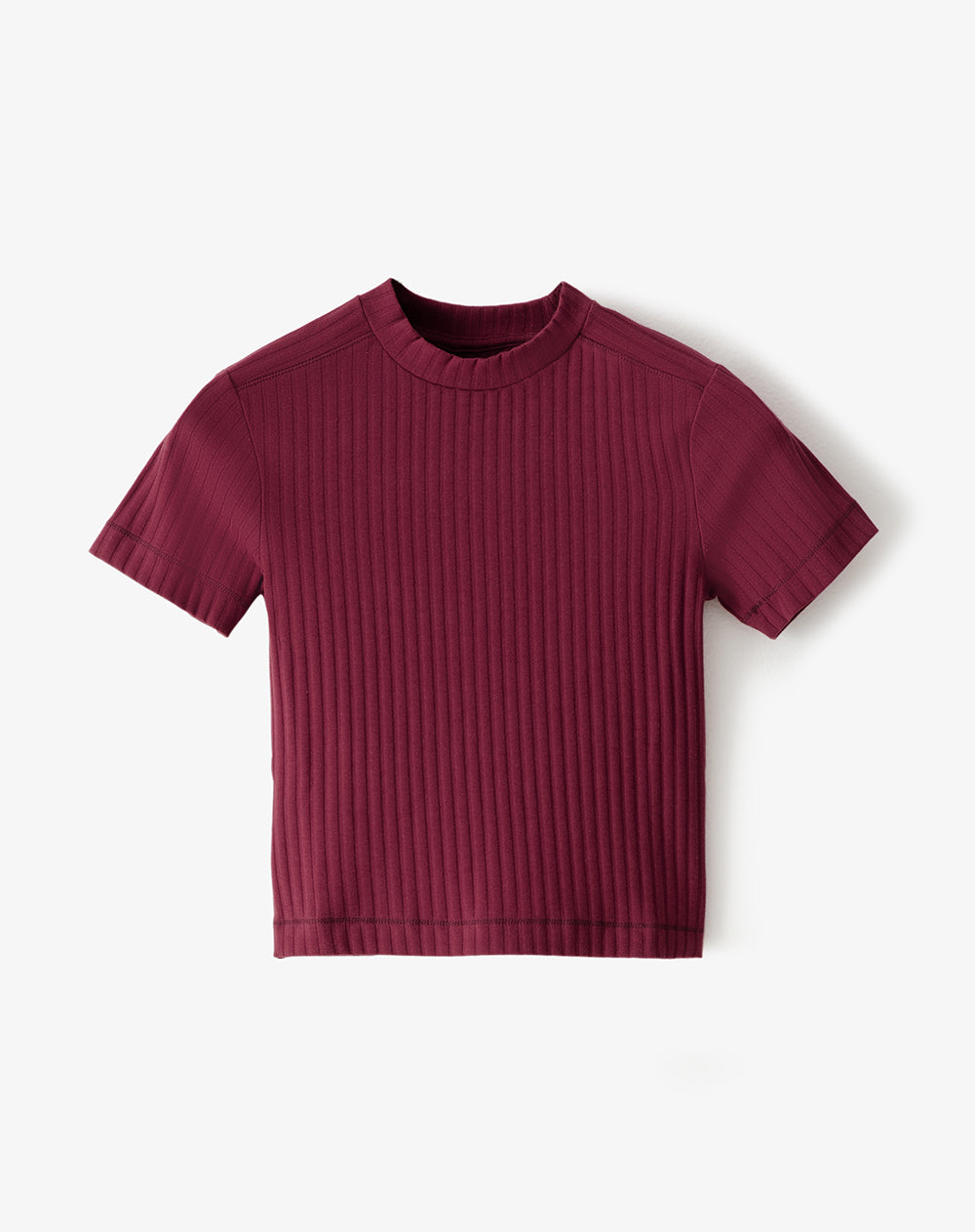 Camiseta slim algodón vino tinto mujer