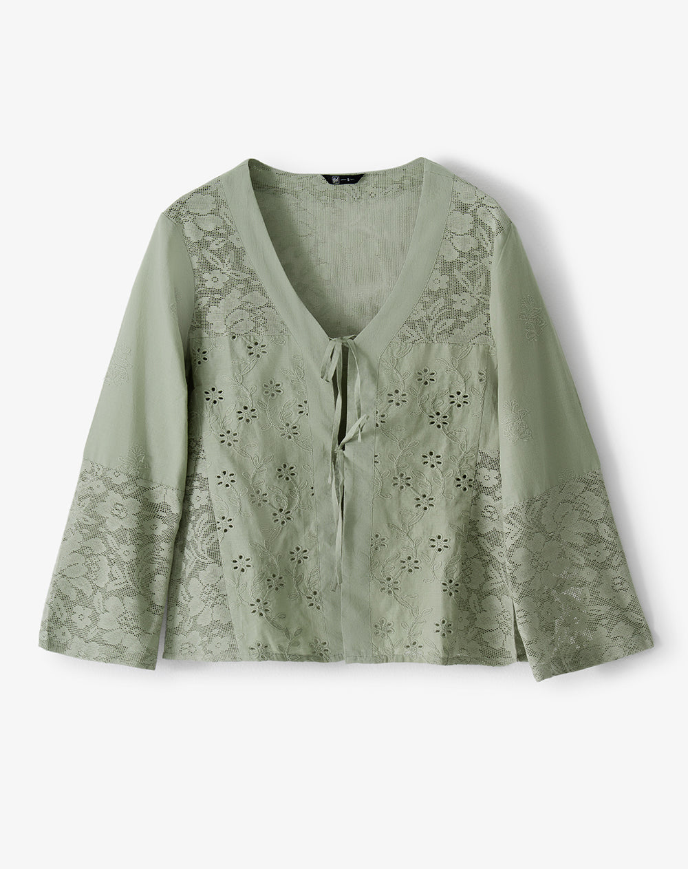 Camisa oversize manga larga verde mujer