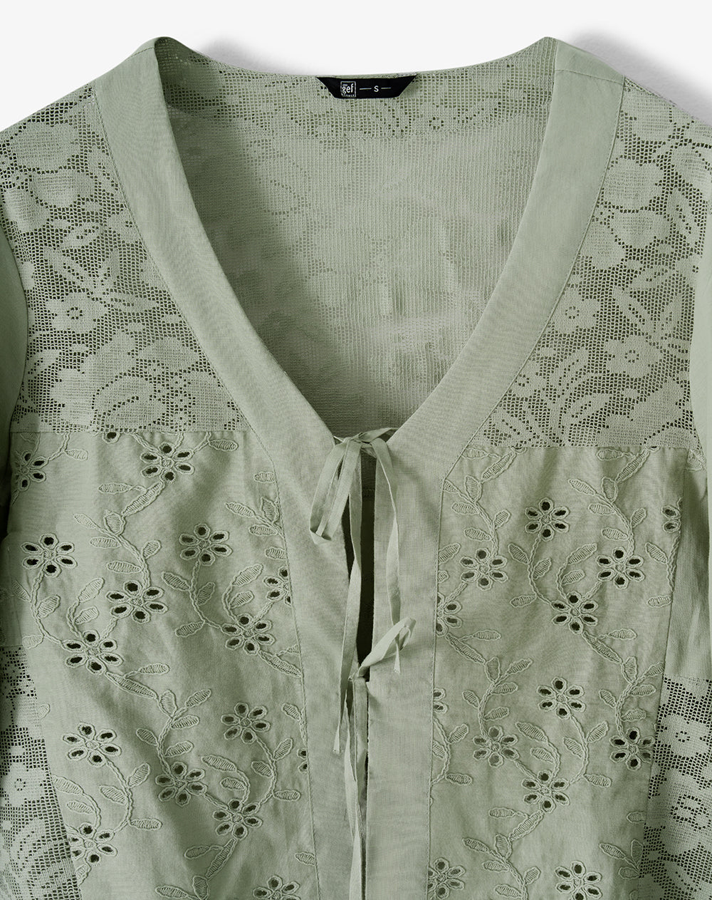 Camisa oversize manga larga verde mujer