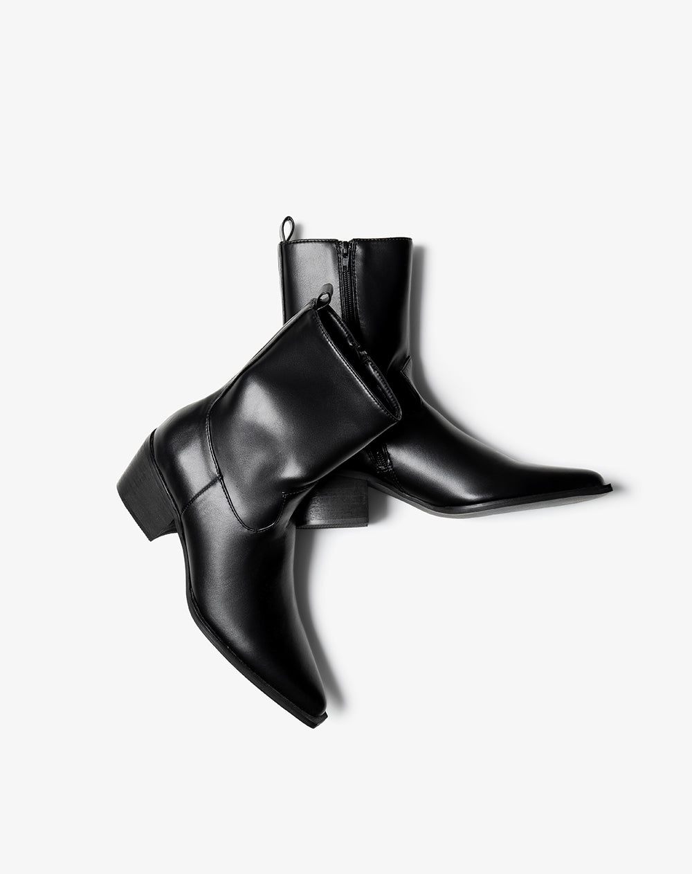 Botas tipo western tacón medio negras mujer