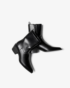 Botas tipo western tacón medio negras mujer