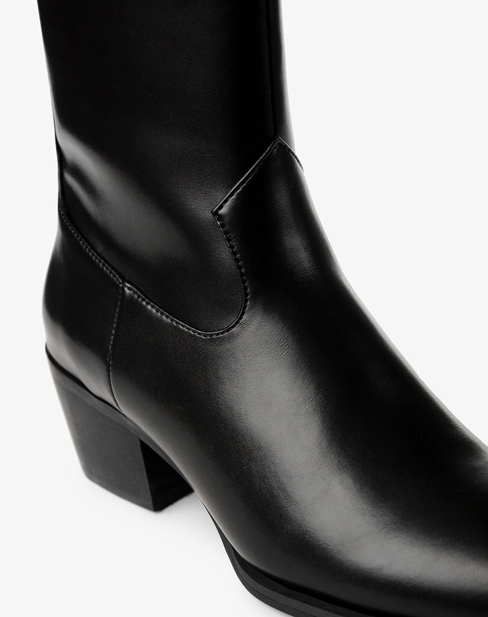 Botas tipo western tacón medio negras mujer