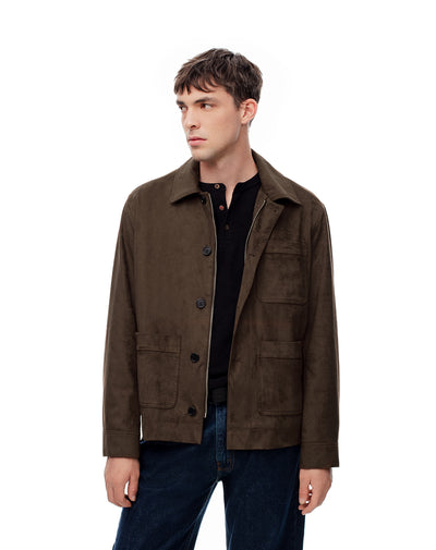 Chaqueta regular chocolate hombre
