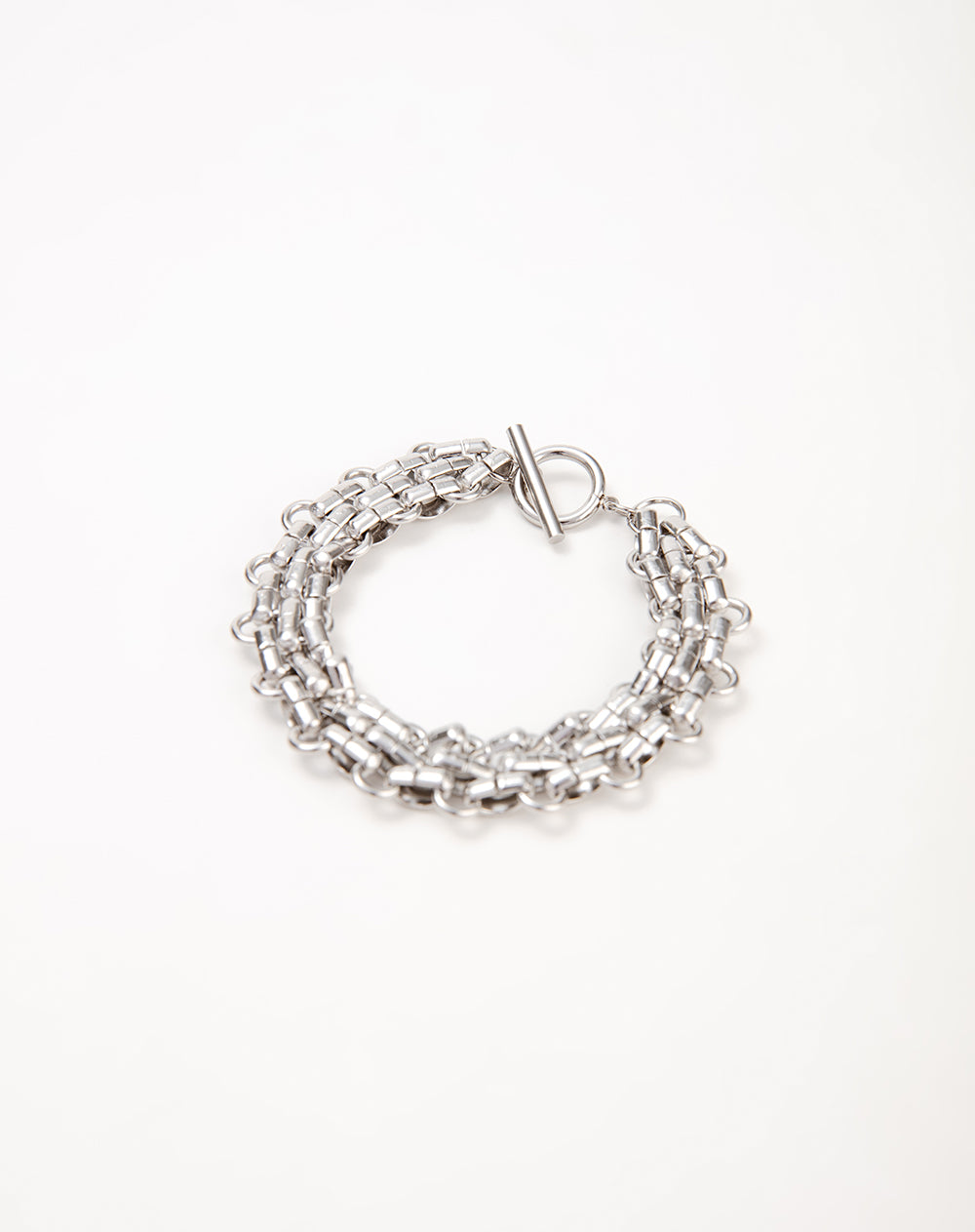 Pulsera cadena múltiple plateada