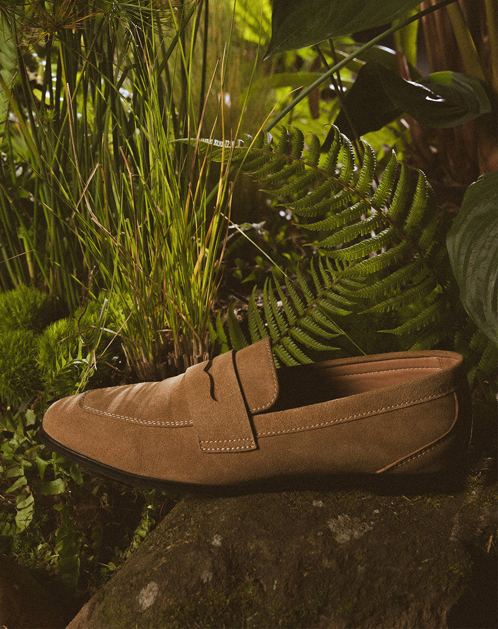 Mocasines tipo gamuza taupe mujer