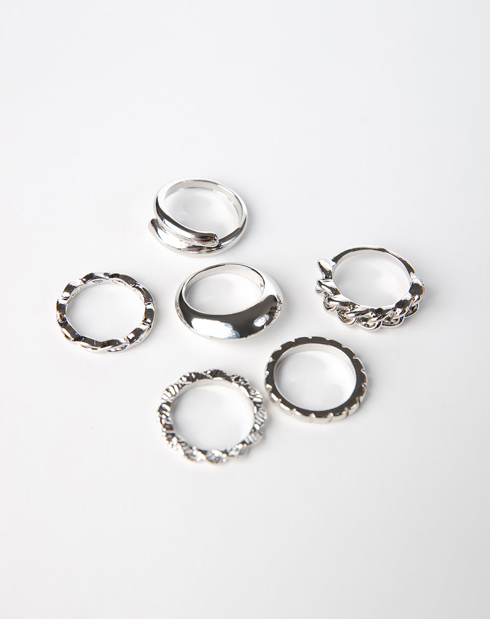 Pack 6 anillos plateados