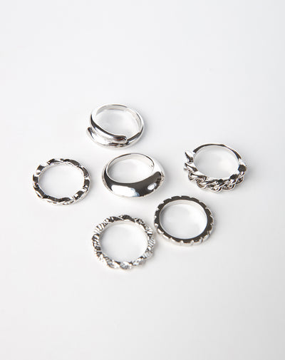 Pack 6 anillos plateados