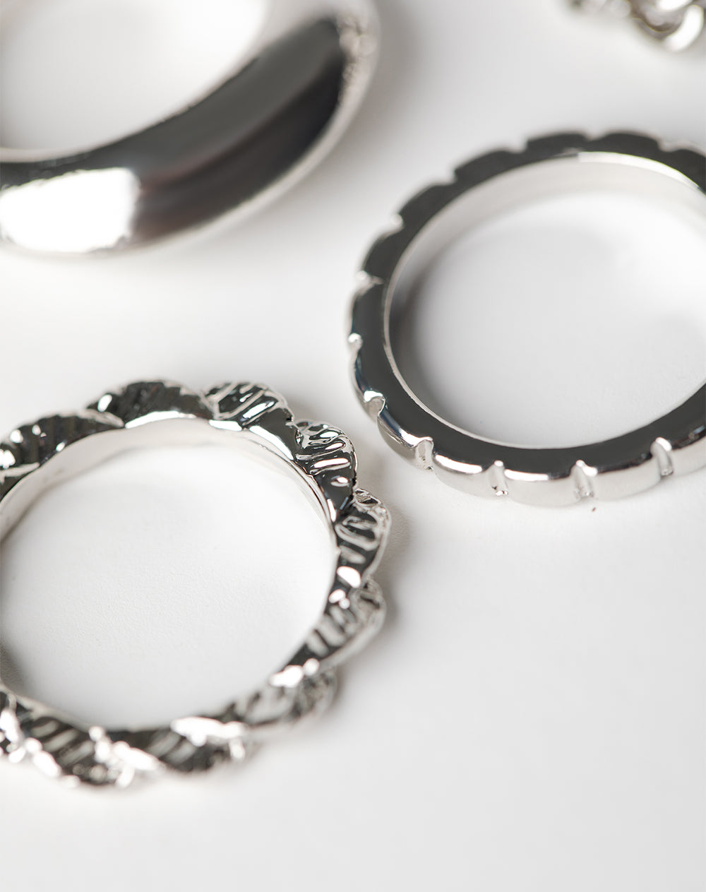 Pack 6 anillos plateados