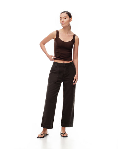 Jean culotte tiro medio chocolate mujer