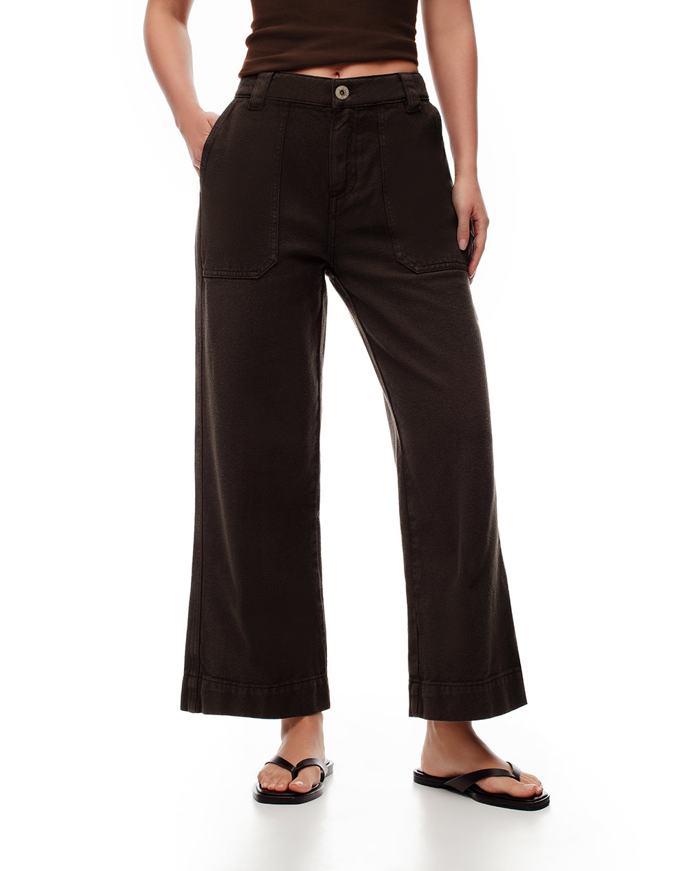 Jean culotte fit tiro medio chocolate