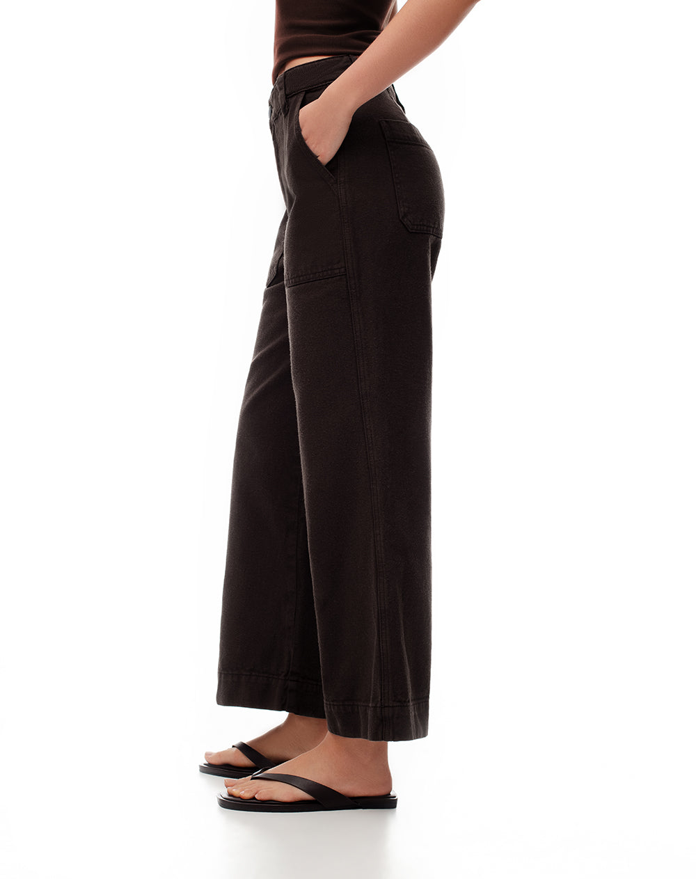 Jean culotte fit tiro medio chocolate