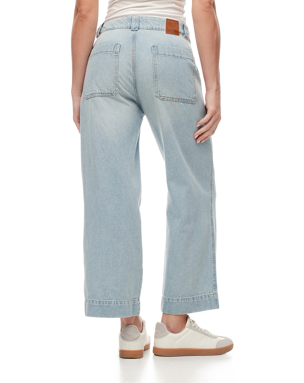 Jean culotte fit tiro medio indigo claro