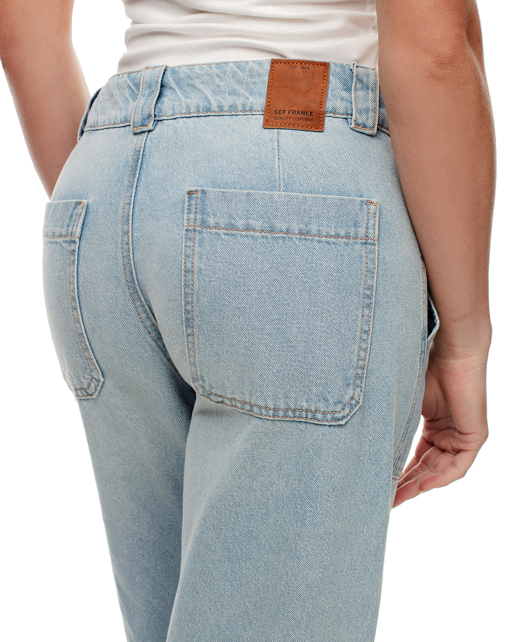 Jean culotte fit tiro medio indigo claro