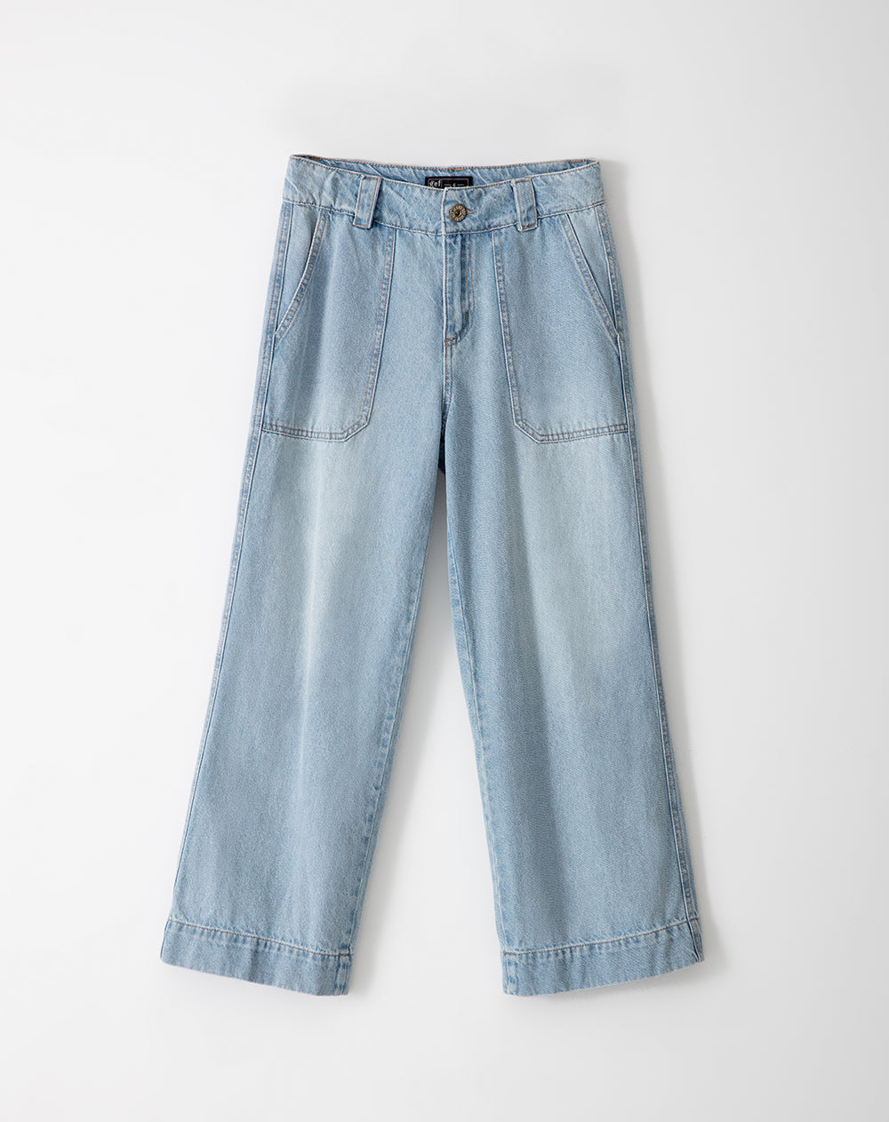 Jean culotte fit tiro medio indigo claro