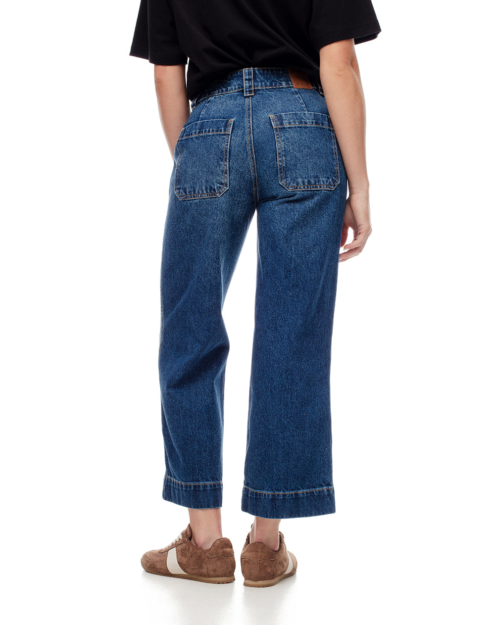 Jean culotte fit tiro medio indigo claro