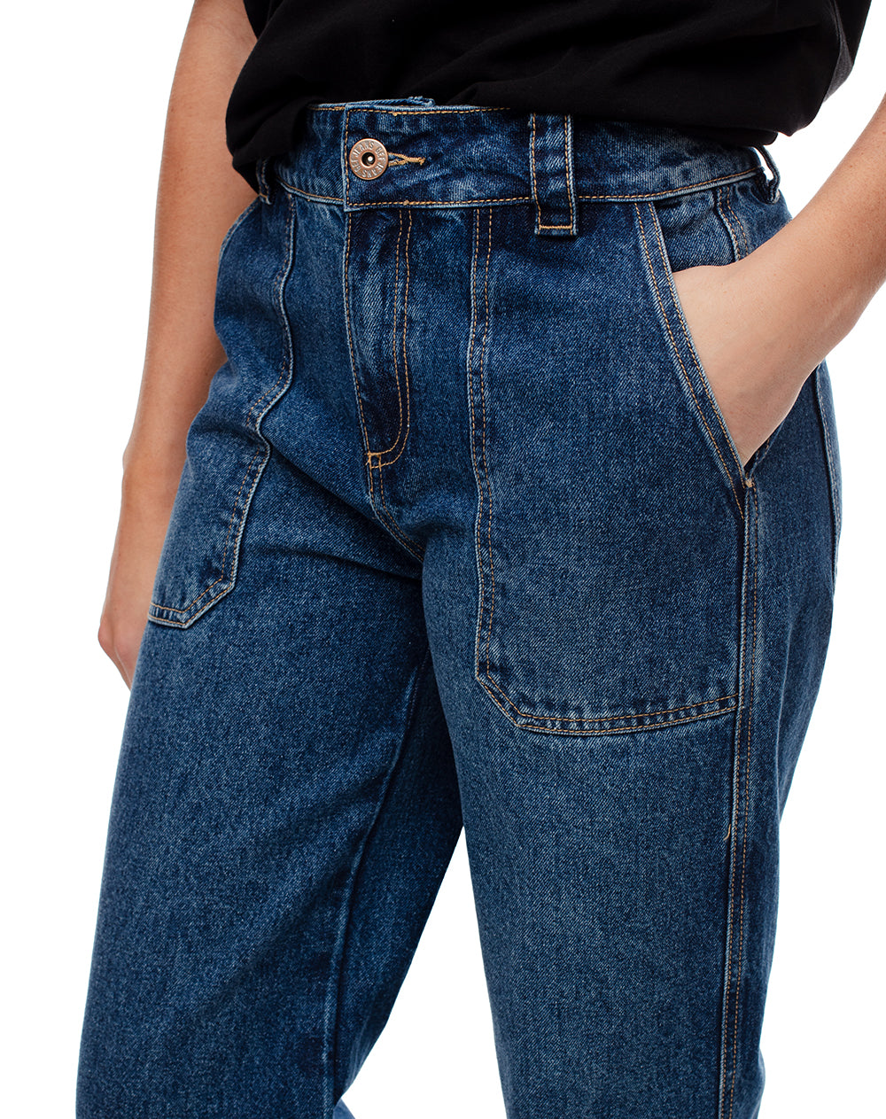 Jean culotte fit tiro medio indigo claro