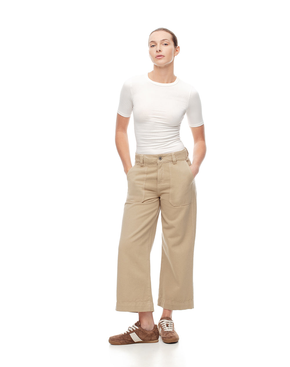 Jean culotte fit tiro medio kaki