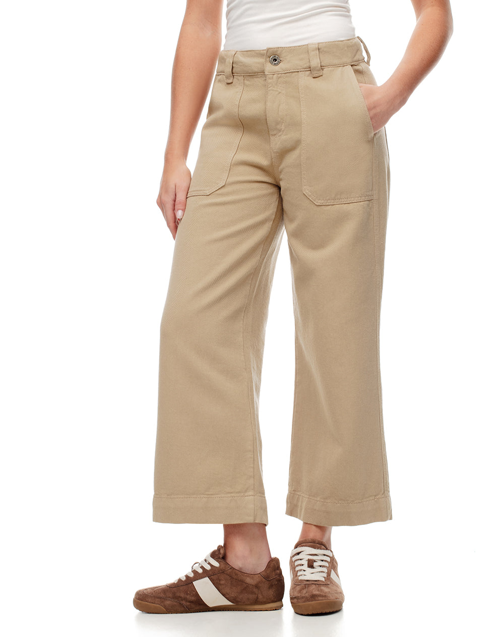 Jean culotte fit tiro medio kaki