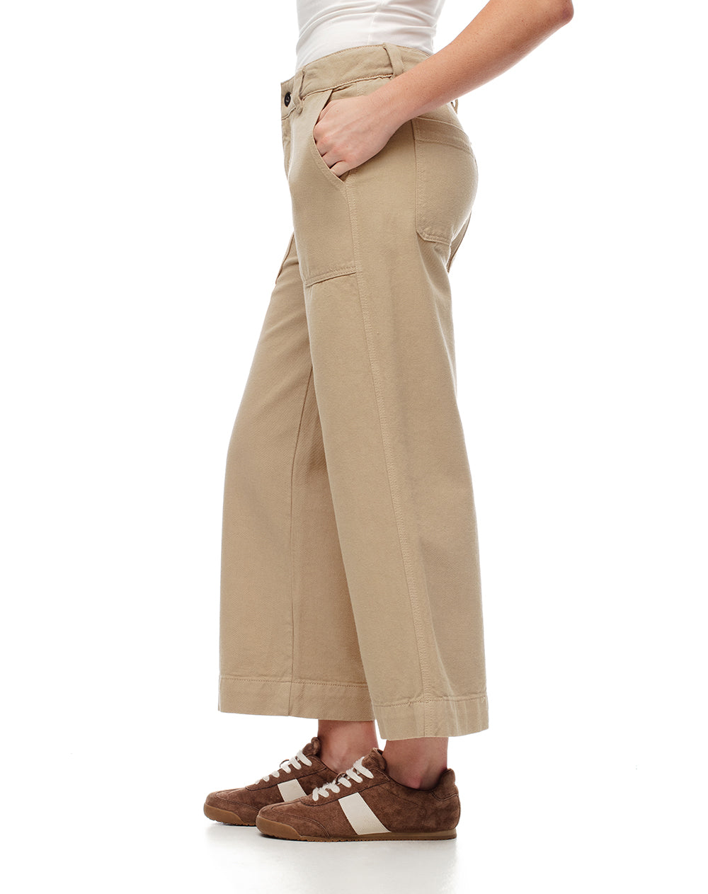 Jean culotte fit tiro medio kaki