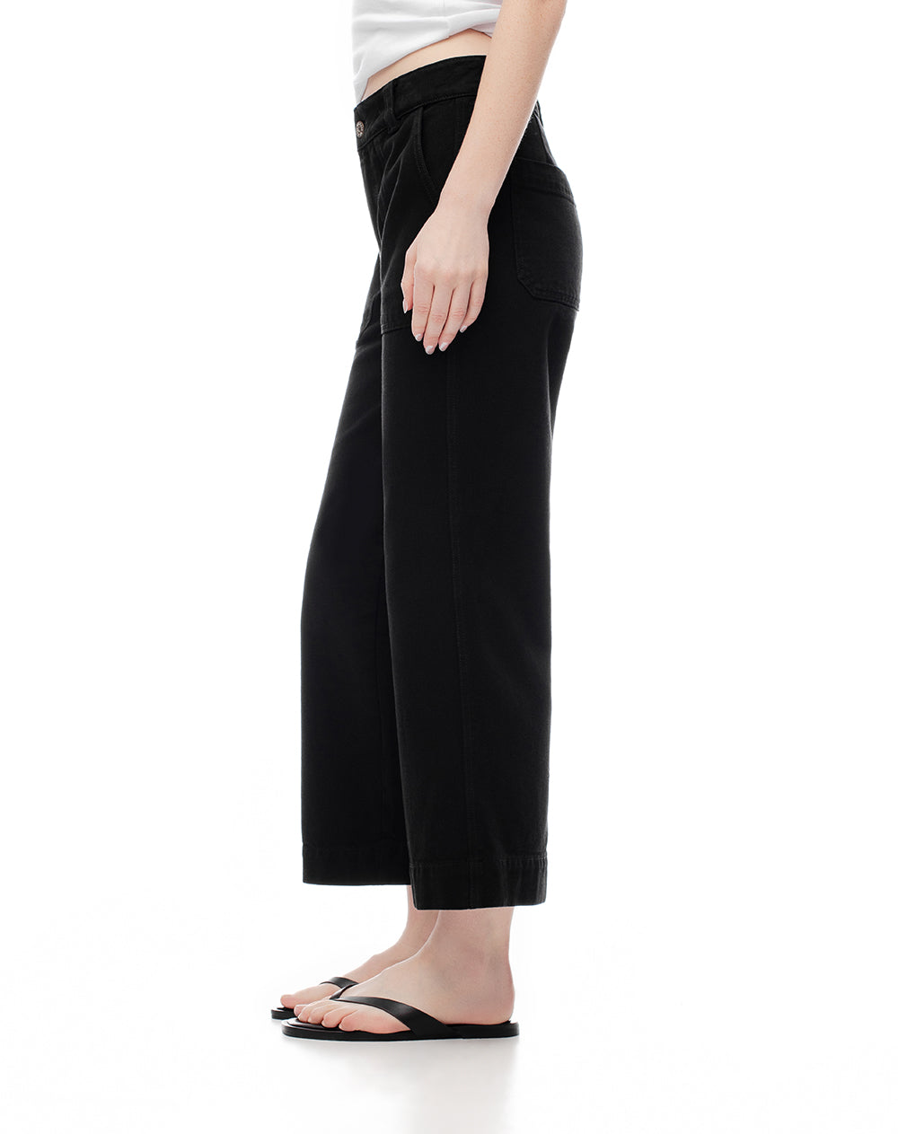 Jean culotte tiro medio 100% algodón negro mujer