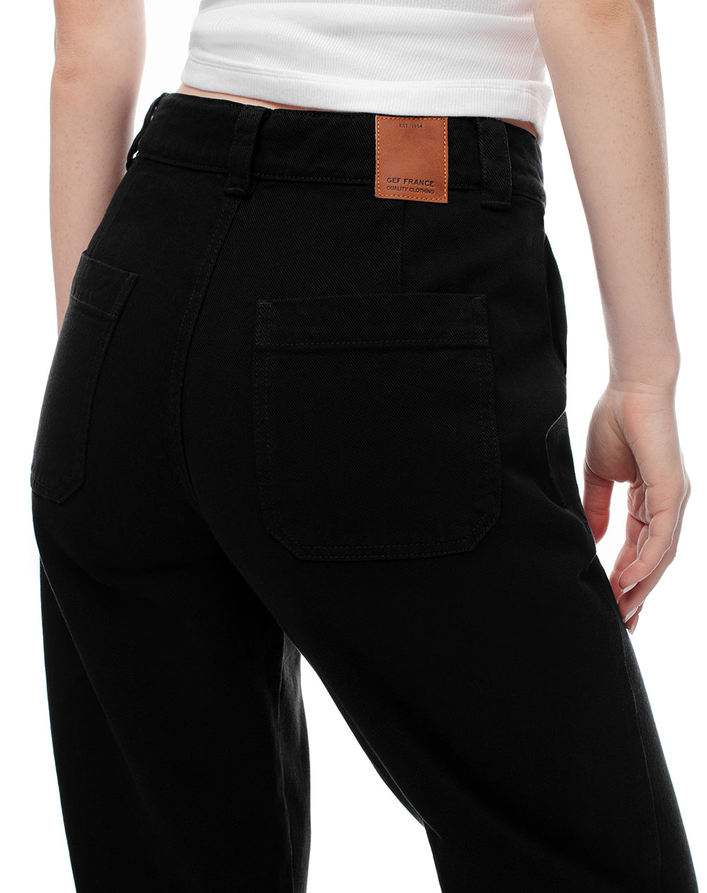 Jean culotte tiro medio 100% algodón negro mujer