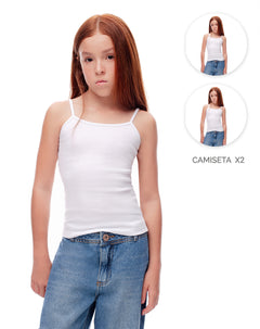 2 camisetas slim fit tiras blanca