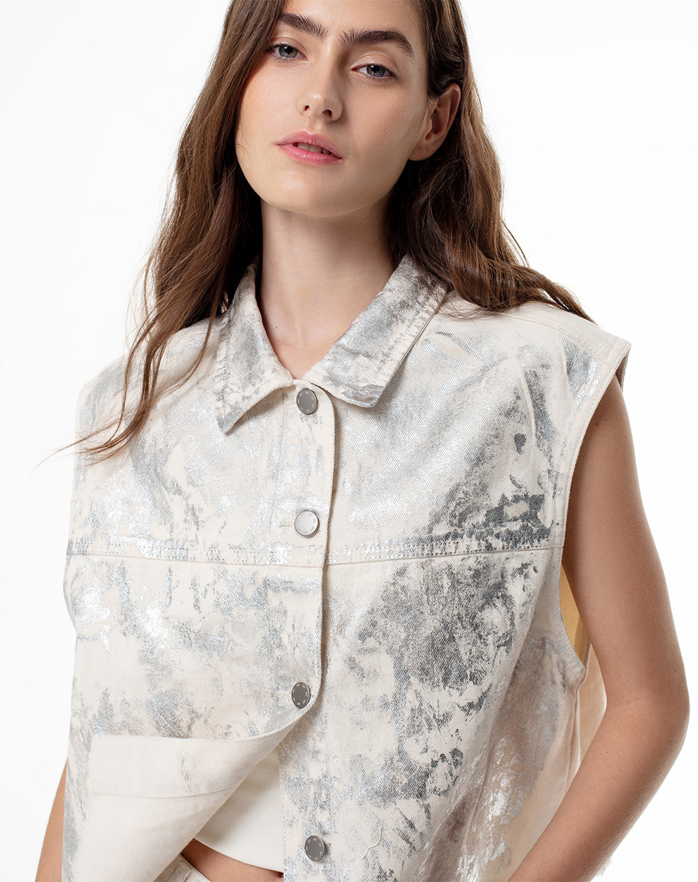 Chaleco regular fit sin capucha gris