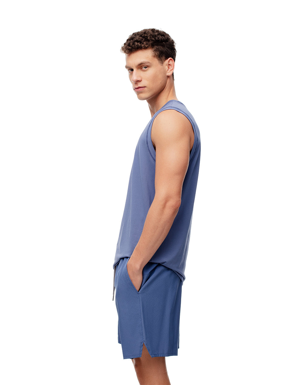 Pantaloneta deportiva secado rápido azul para hombre