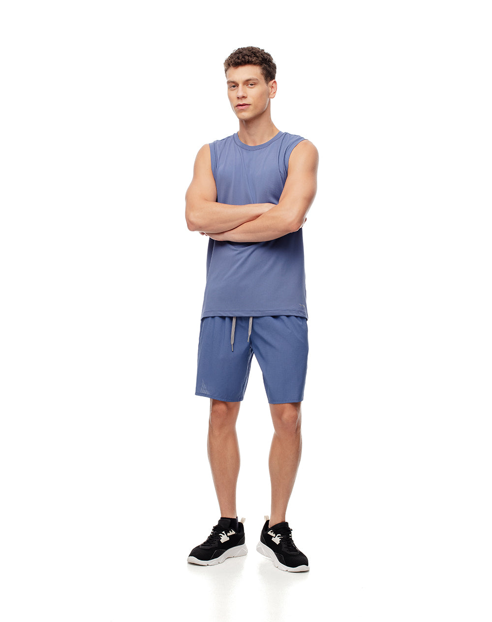 Pantaloneta deportiva secado rápido azul para hombre