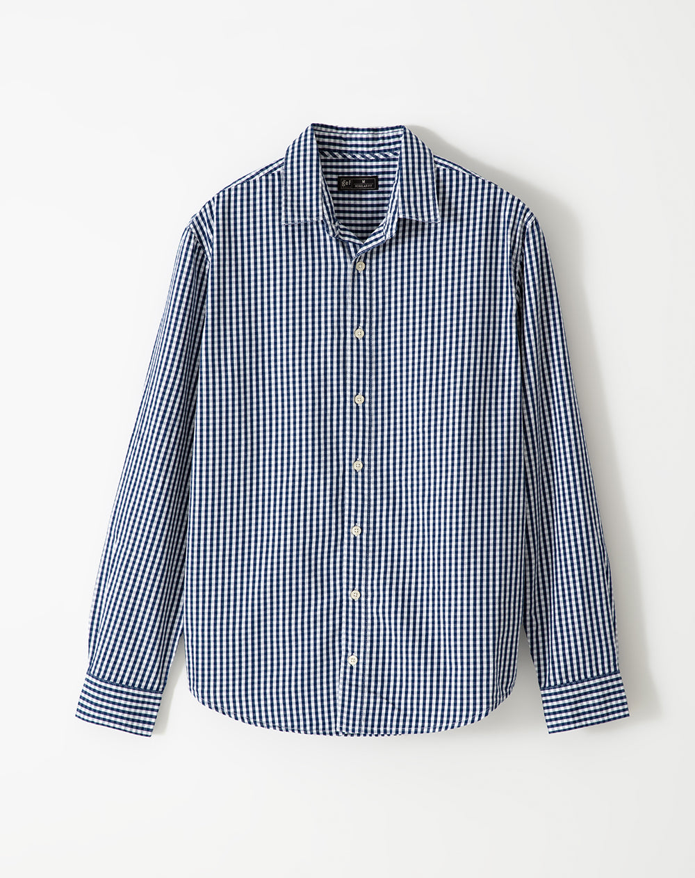 Camisa regular fit manga larga azul con cuadros