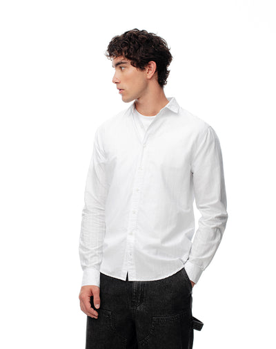 Camisa regular manga larga blanca hombre