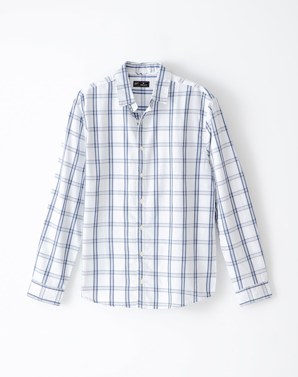 Camisa regular fit manga larga blanco cuadros