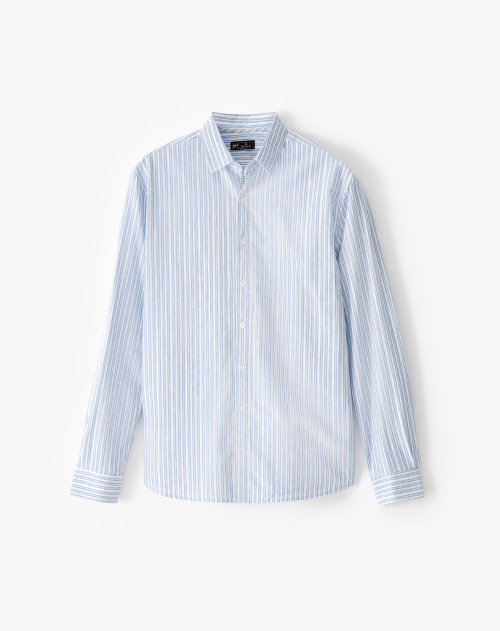 Camisa regular fit manga larga blanca con rayas