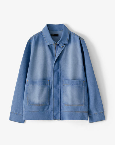 Chaqueta regular sin capucha índigo medio hombre