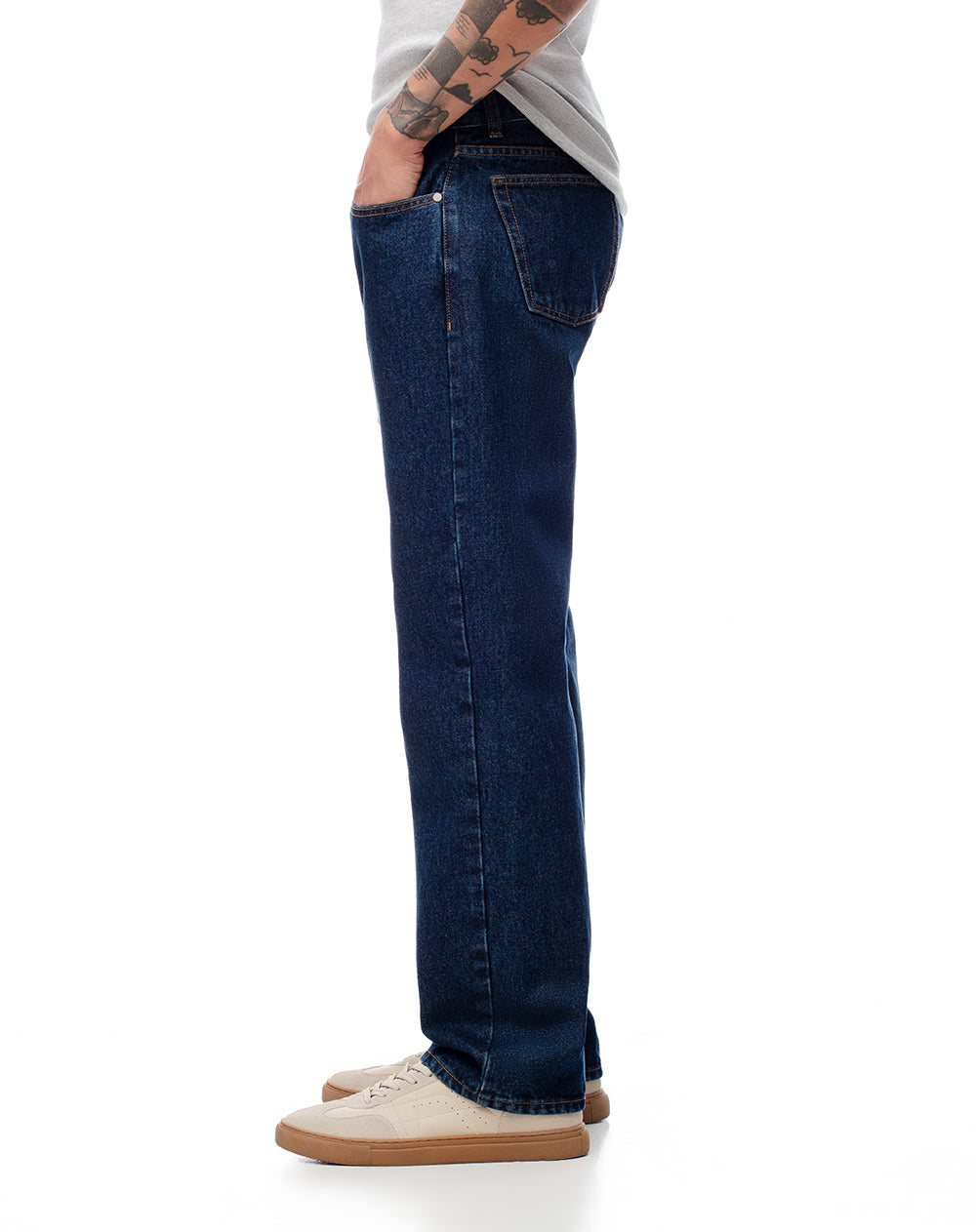 Jean regular fit tiro medio indigo oscuro