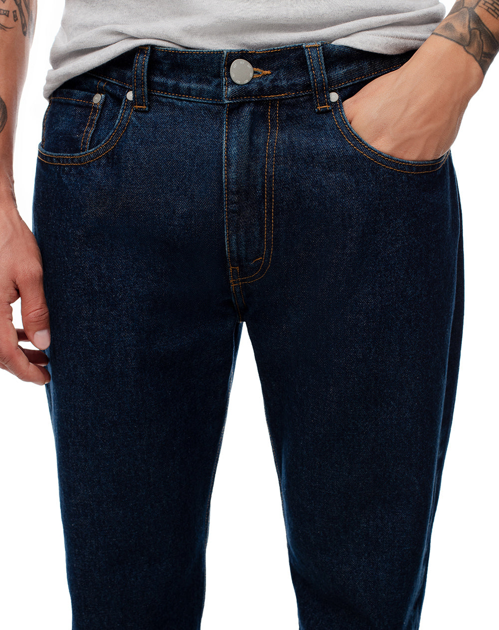 Jean regular fit tiro medio indigo oscuro