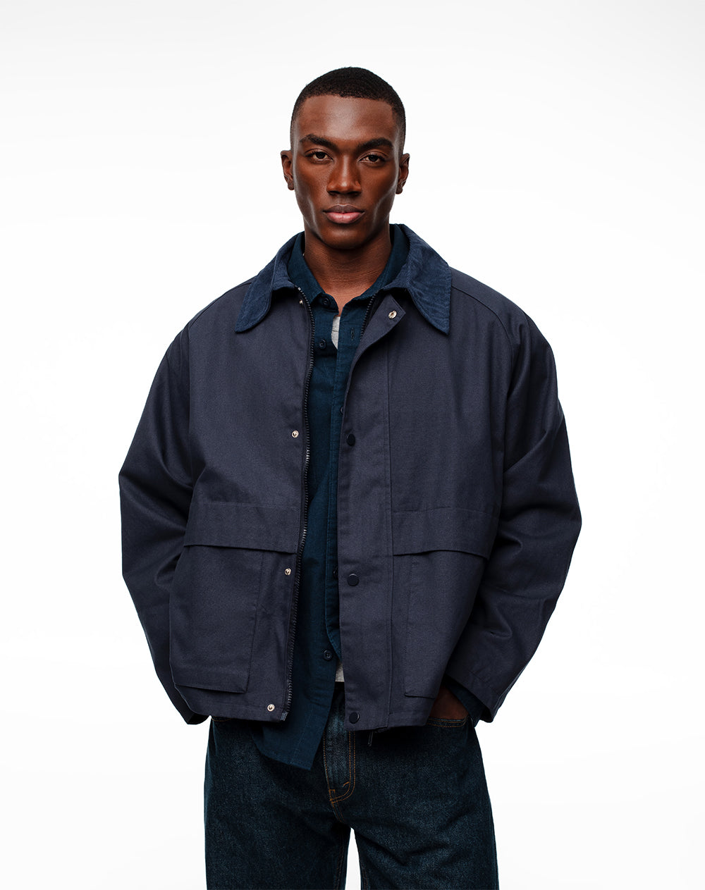 Chaqueta regular fit sin capucha azul