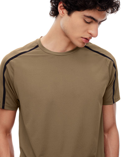 Camiseta deportiva antibacterial café hombre