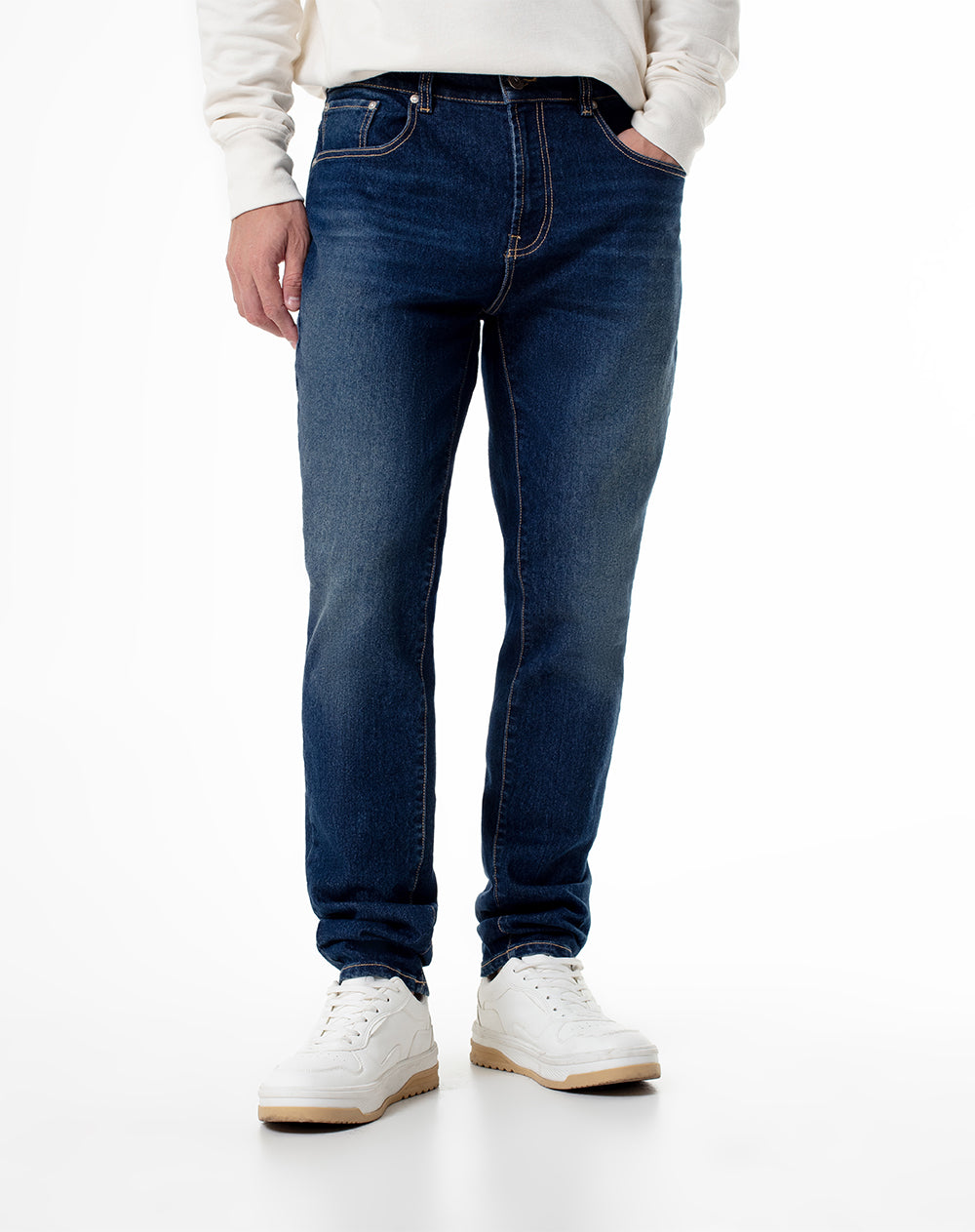 Jean skinny fit tiro medio indigo oscuro