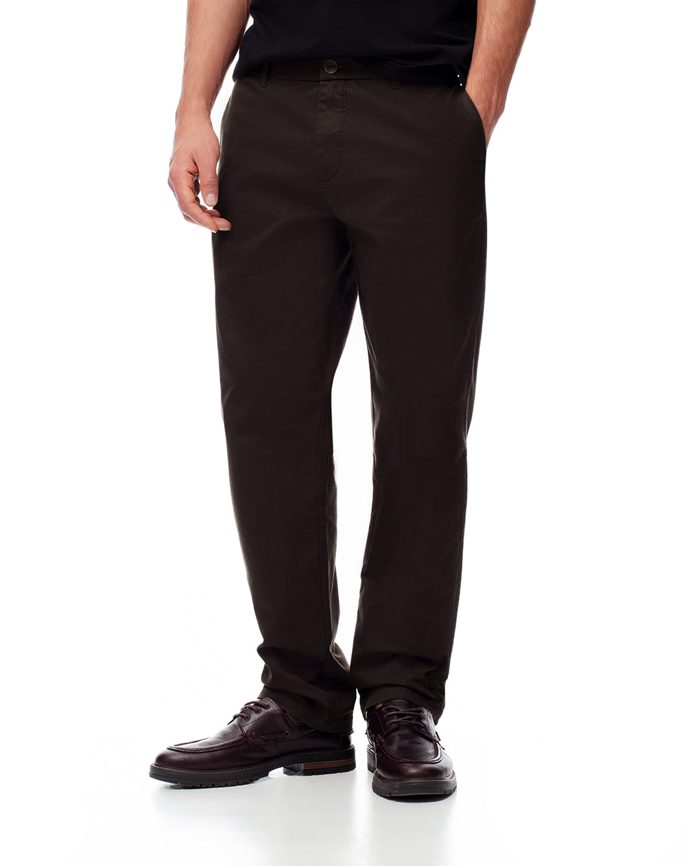 Pantalón chino 98% algodón chocolate hombre