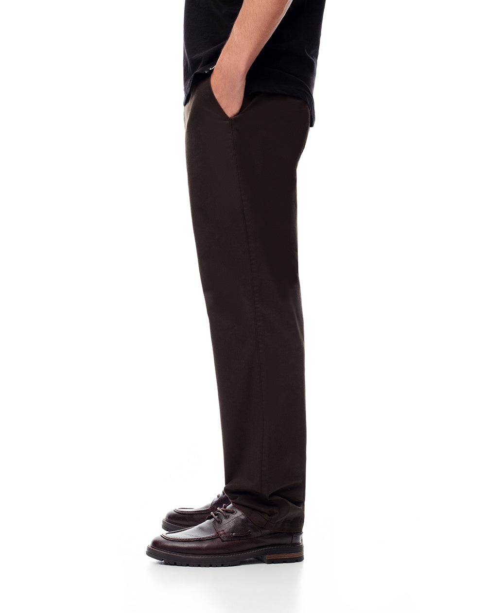 Pantalón chino 98% algodón chocolate hombre
