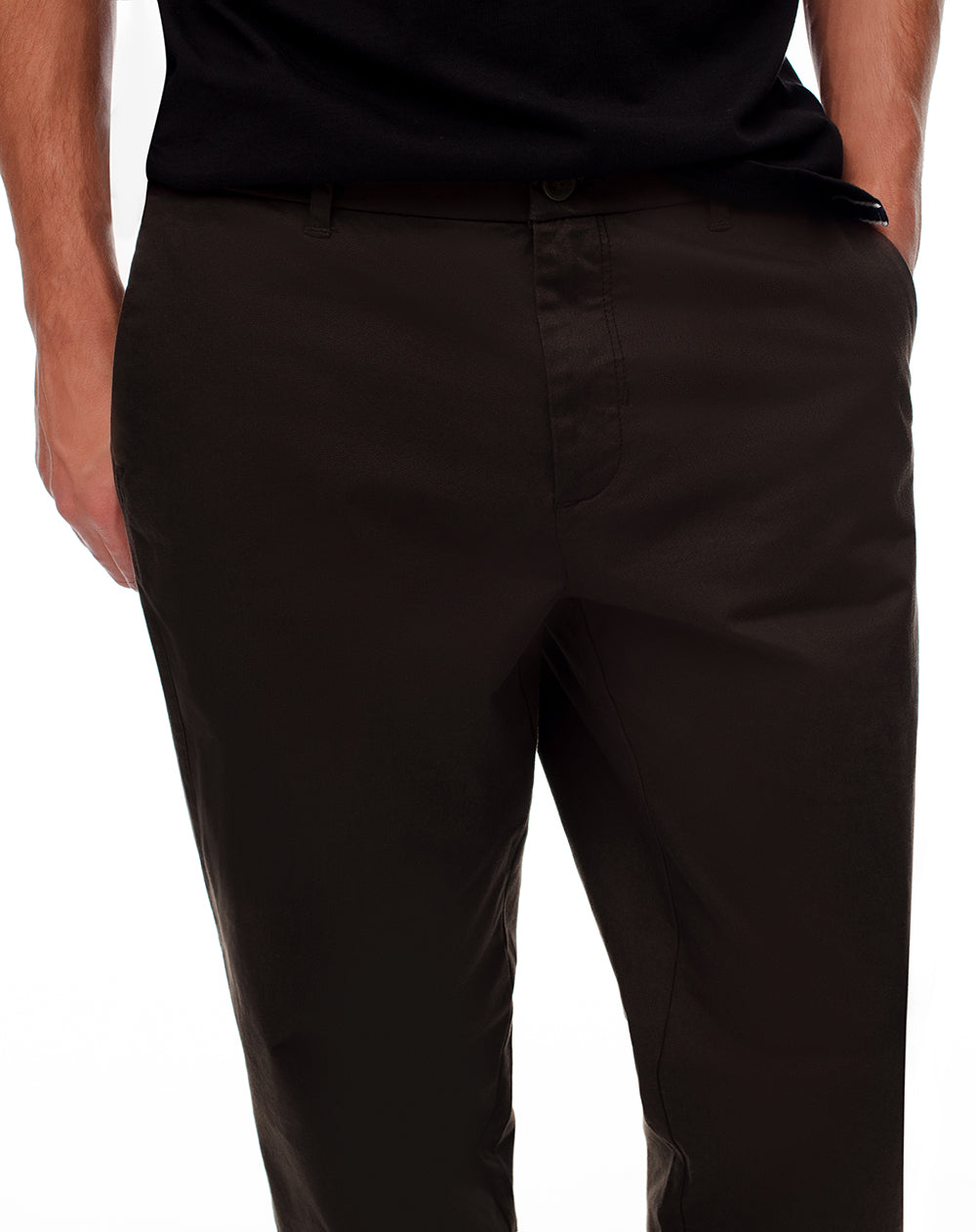 Pantalón chino 98% algodón chocolate hombre