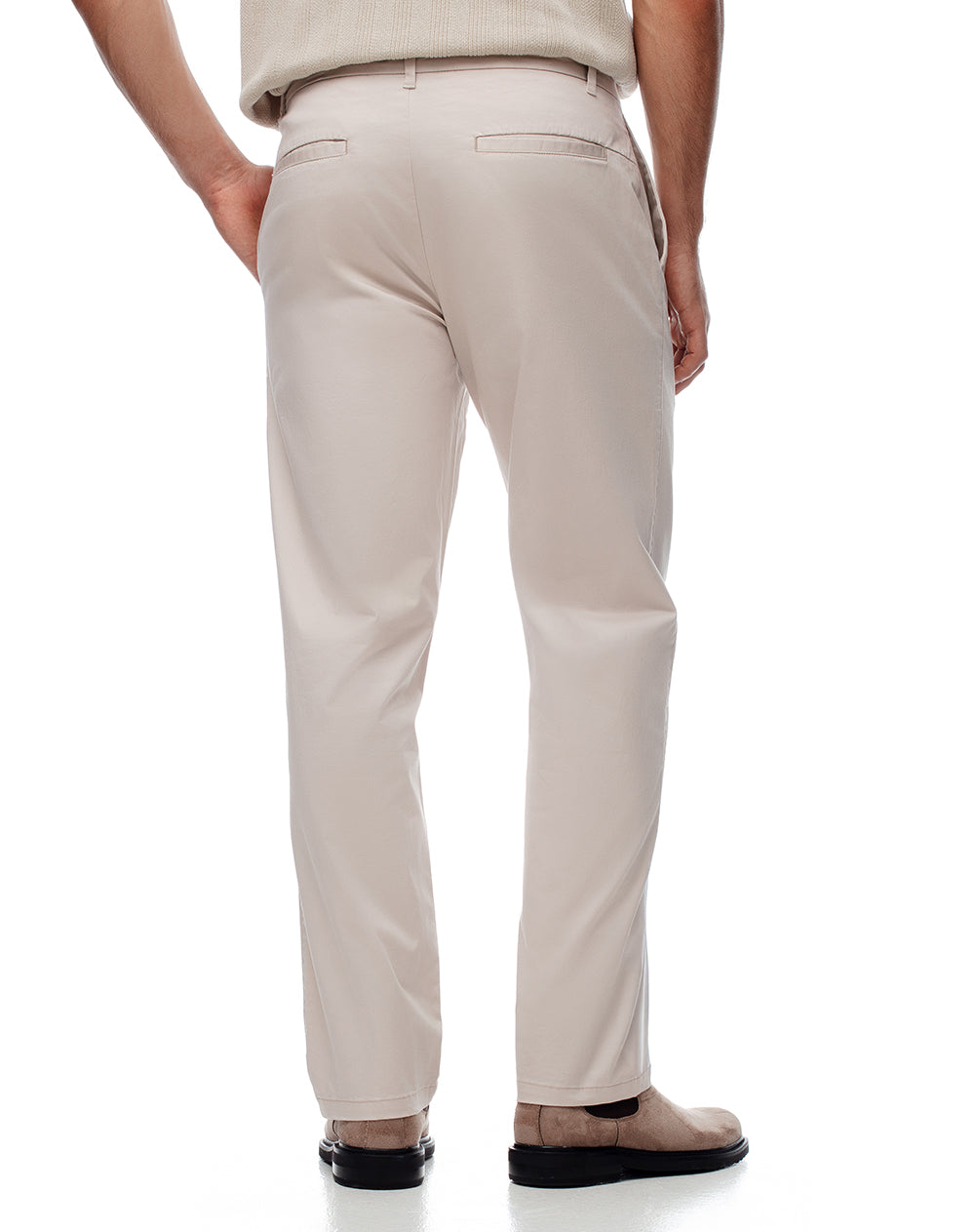 Pantalón regular tiro medio arena hombre
