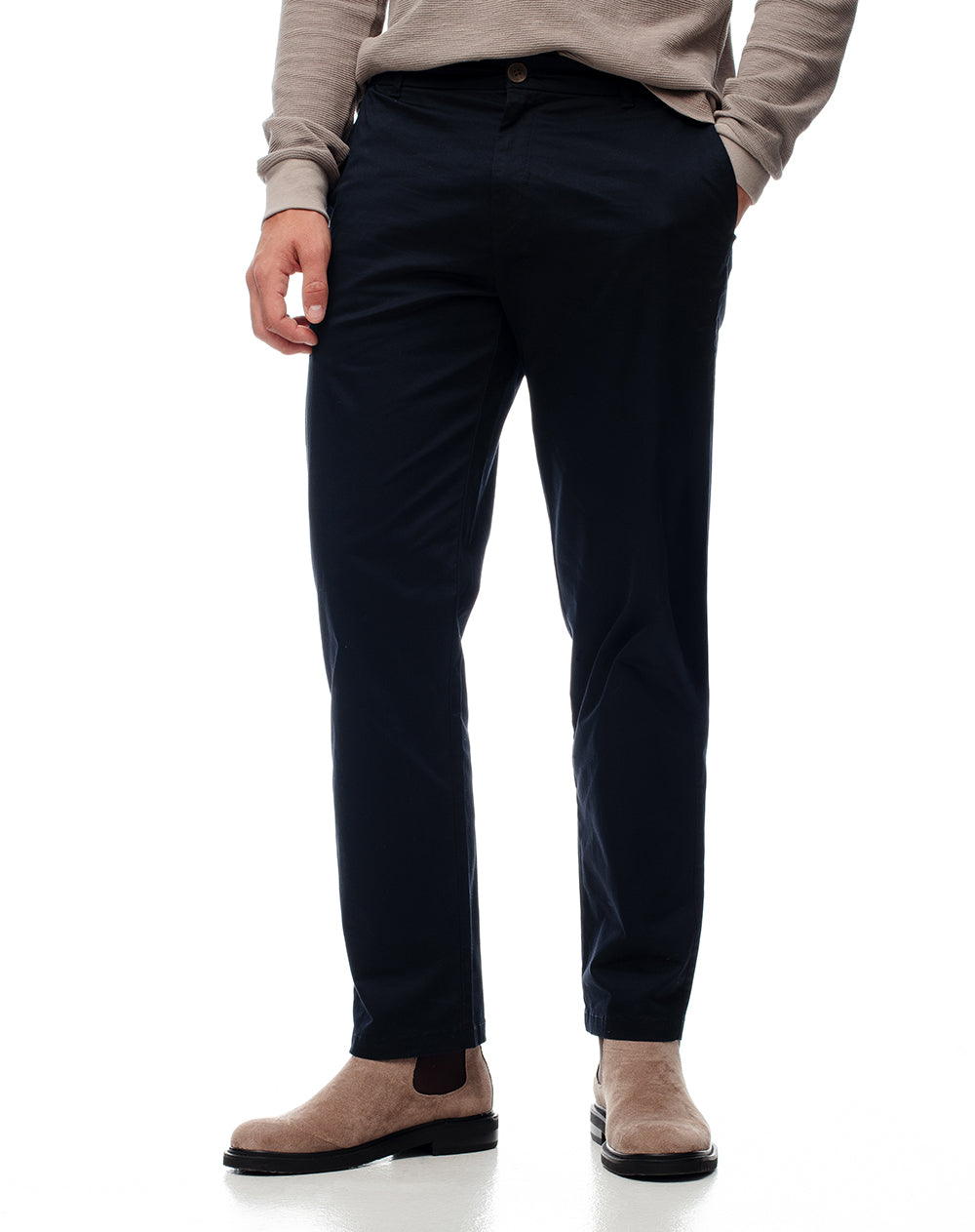Pantalón regular tiro medio azul hombre