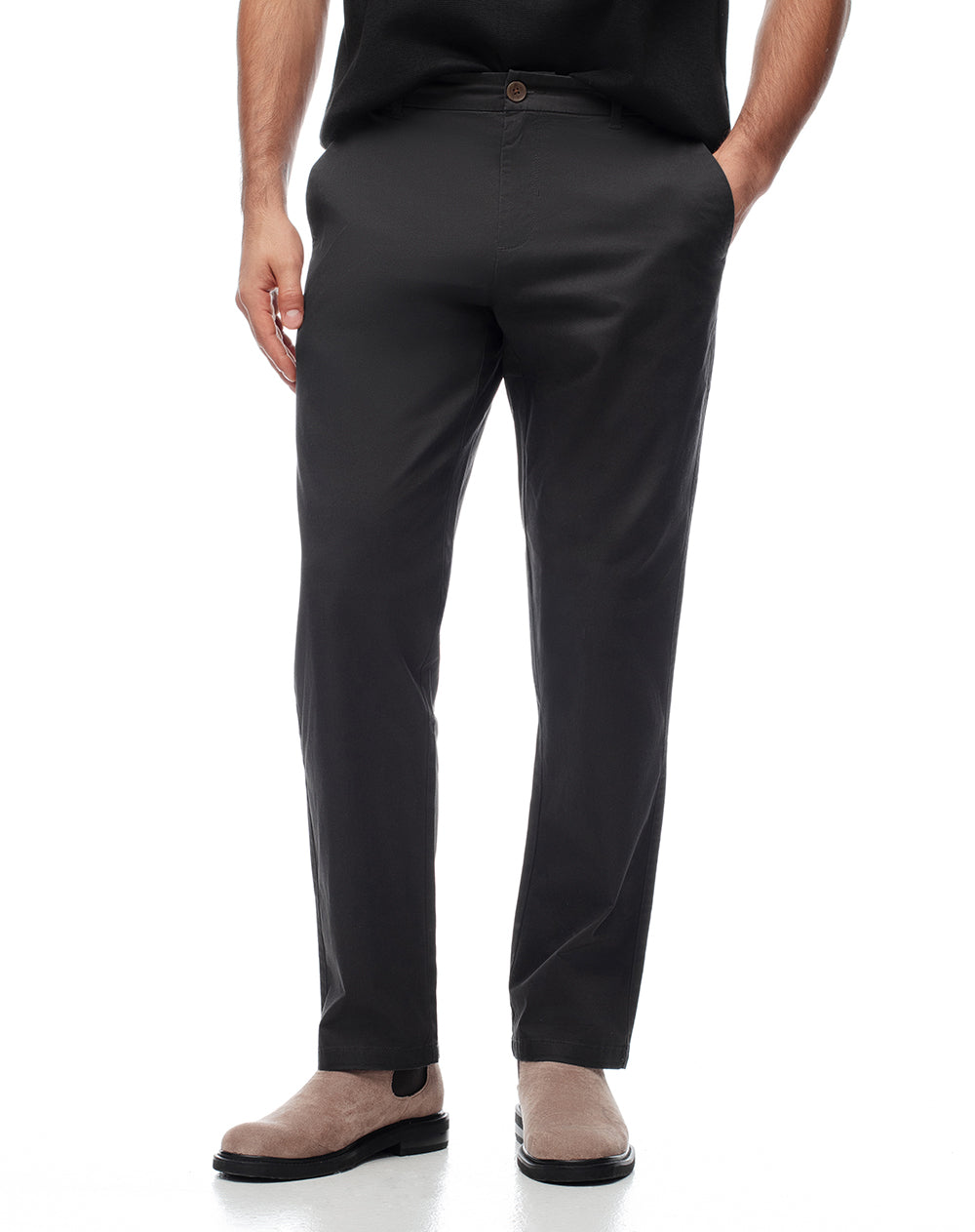 Pantalón regular tiro medio gris oscuro hombre