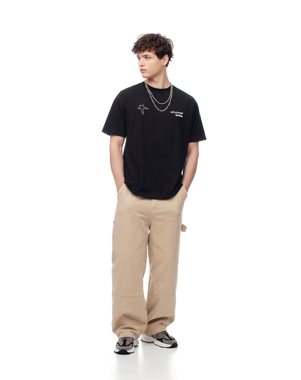 Camiseta regular algodón estampada hombre