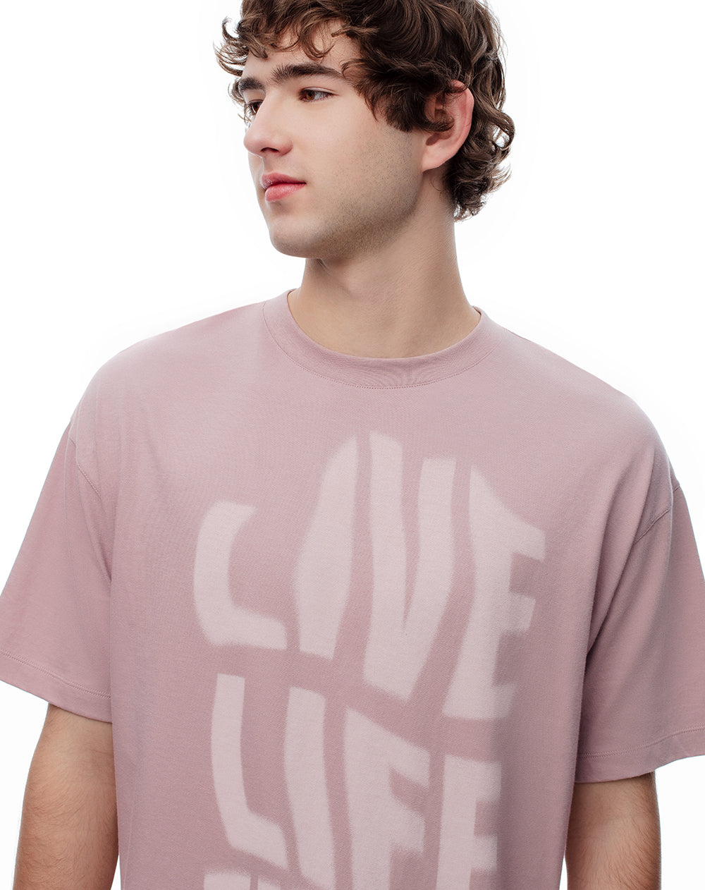 Camiseta regular fit manga corta palo de rosa