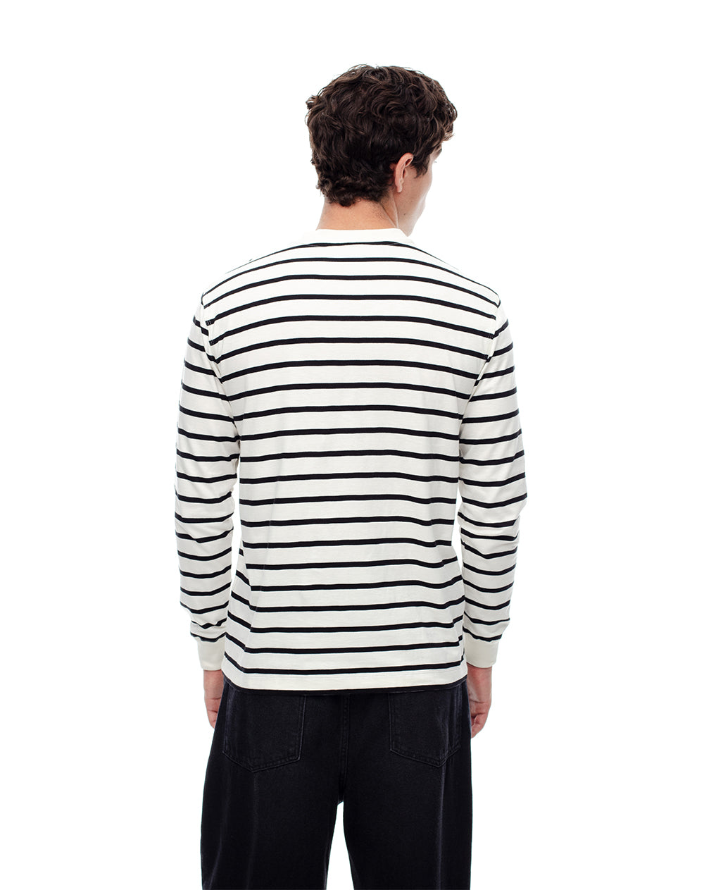 Camiseta regular fit manga larga habano rayas