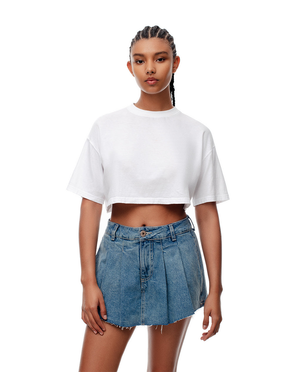 Falda short tiro medio índigo