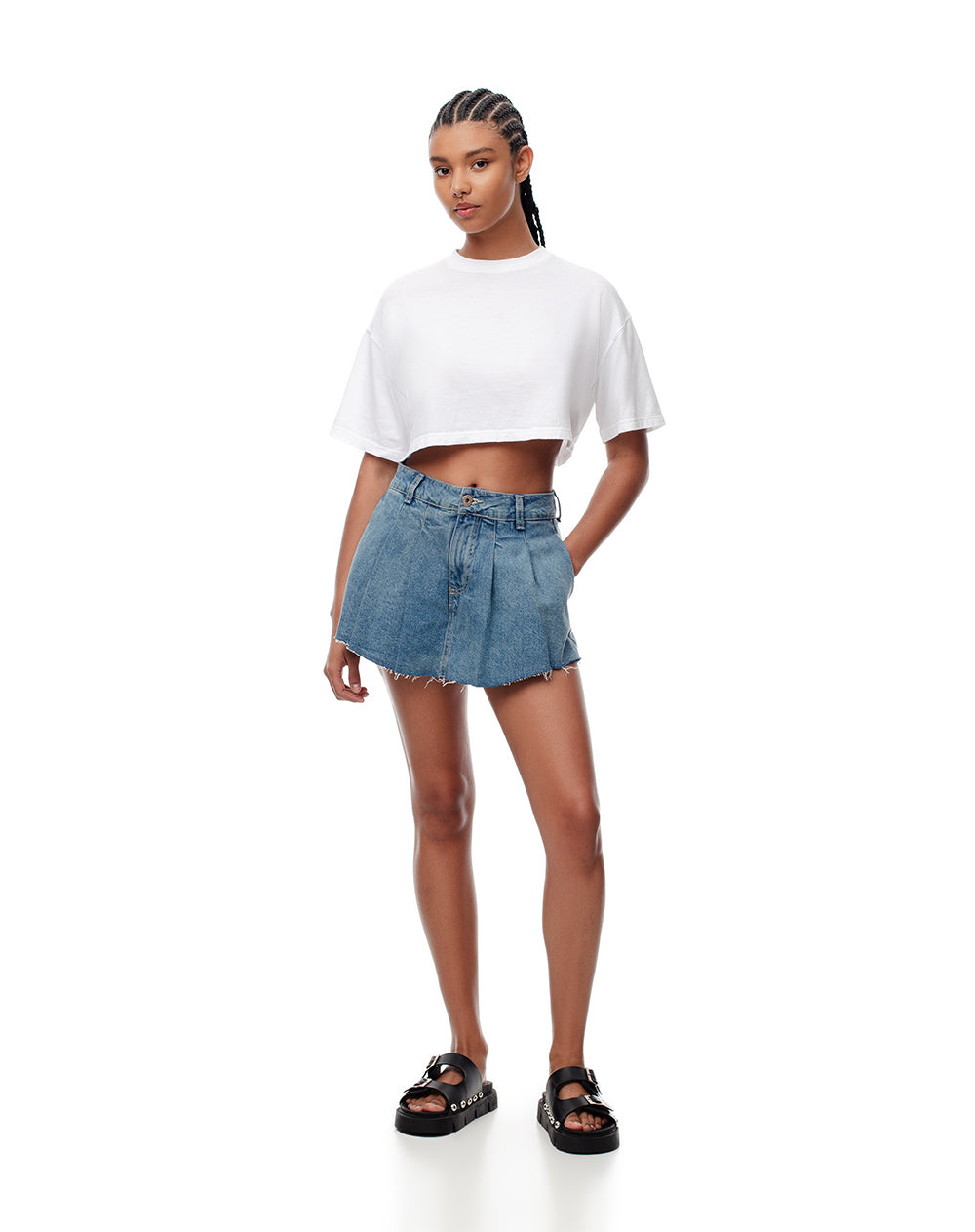 Falda Aowas short tiro medio índigo
